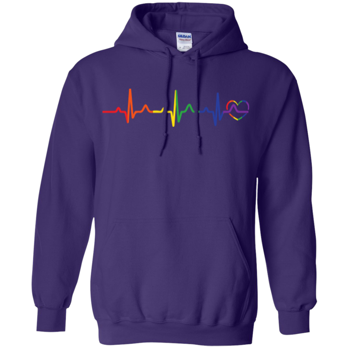 Rainbow Heartbeat Gay Pride purple Hoodie for Men & Women