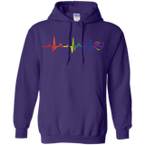 Rainbow Heartbeat Gay Pride purple Hoodie for Men & Women