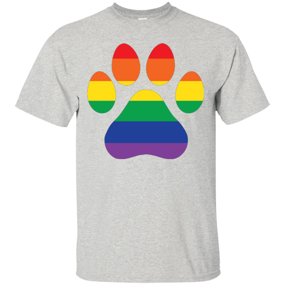 Rainbow Paw Print LGBT Pride Grey Shirt for men Gay Pride tshirt