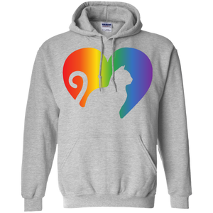 Rainbow Cat Heart LGBT Pride grey unisex hoodie| Affordable LGBT  Hoodie for pet lovers