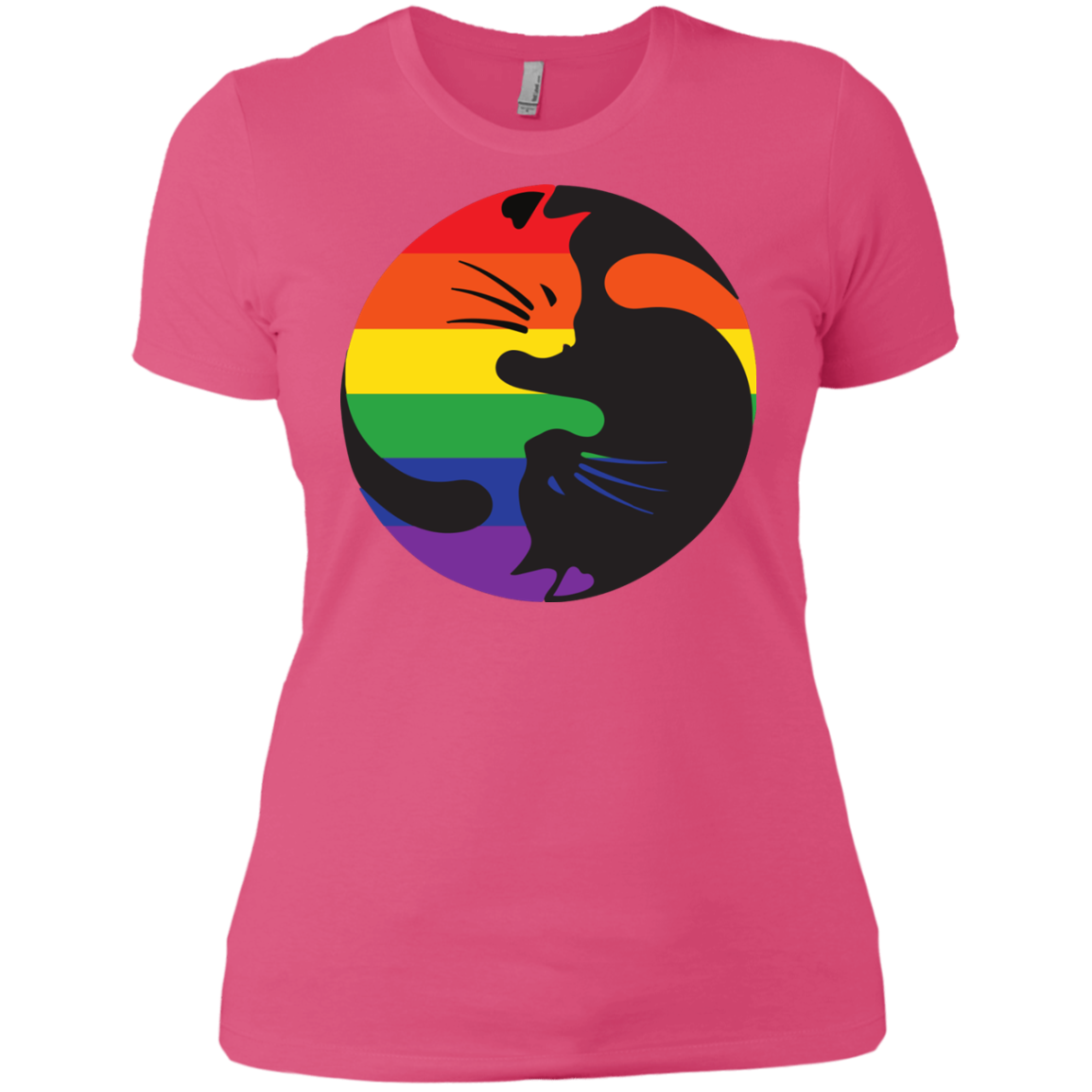 Rainbow Cat Yin Yang Pride T Shirt
