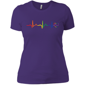 Rainbow Heartbeat purple color LGBT Pride tshirt for women