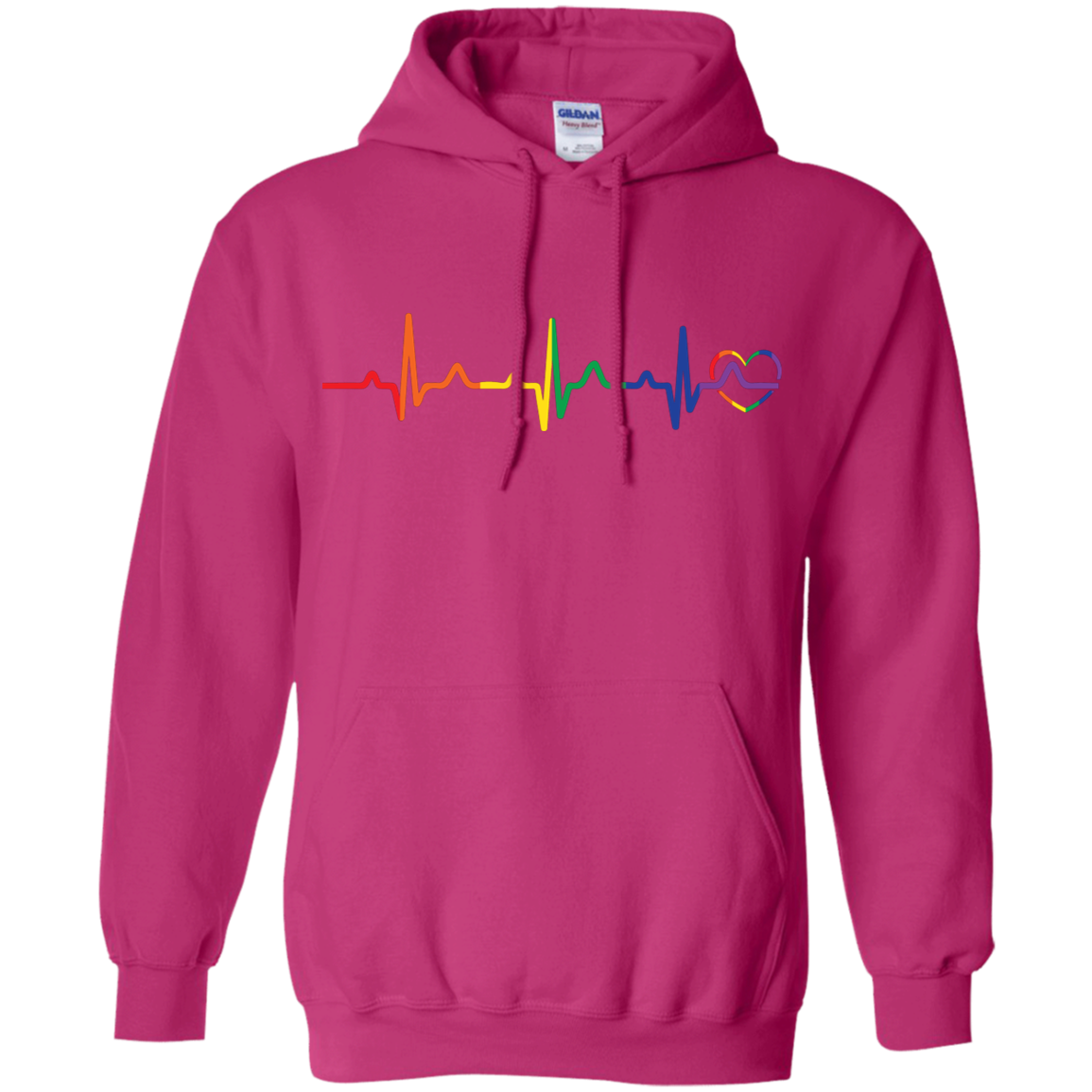 Rainbow Heartbeat Gay Pride pink Hoodie for Men & Women