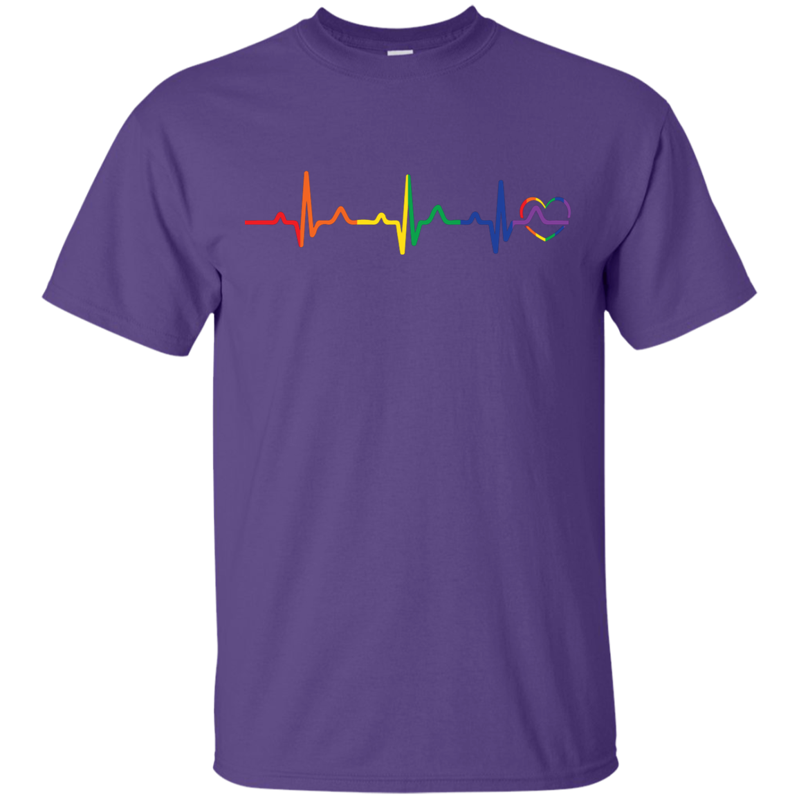 Rainbow Heartbeat purple color LGBT Pride tshirt for men