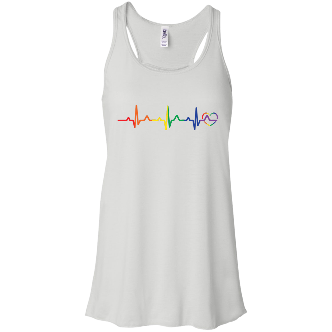 Rainbow Heartbeat white color tank top for women