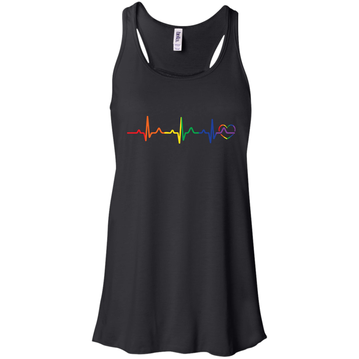 Rainbow Heartbeat black color tank top for women