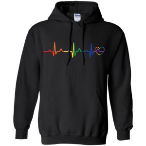 Rainbow Heartbeat Gay Pride black Hoodie for Men & Women