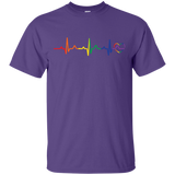 Rainbow Heartbeat purple color round neck Gay Pride T Shirt