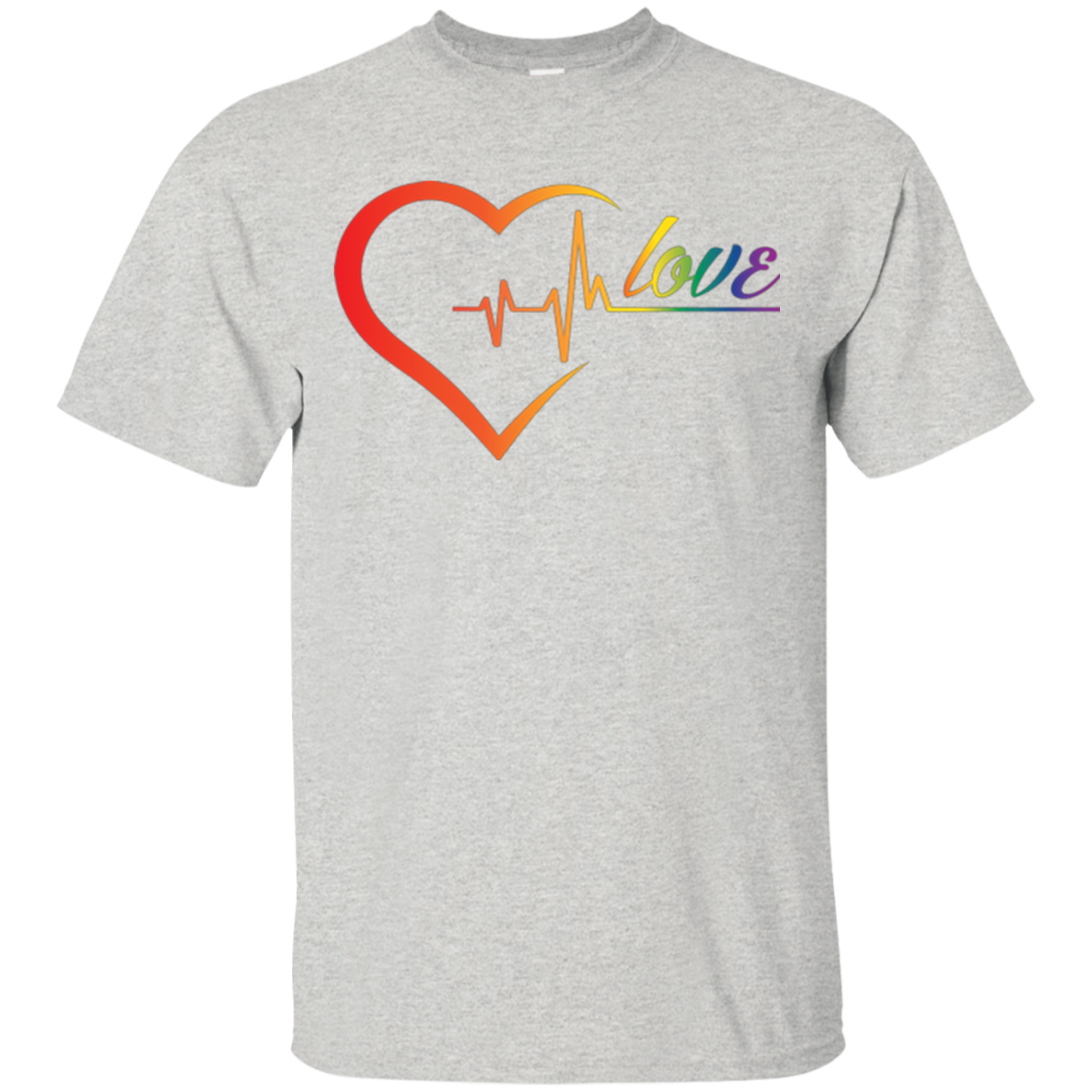Rainbow Heartbeat Love Shirt Gay Pride grey tshirt for men