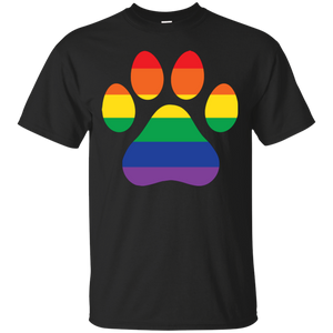 Rainbow Paw Print LGBTQ Pride Black shirt for Men pet Lover tshirt