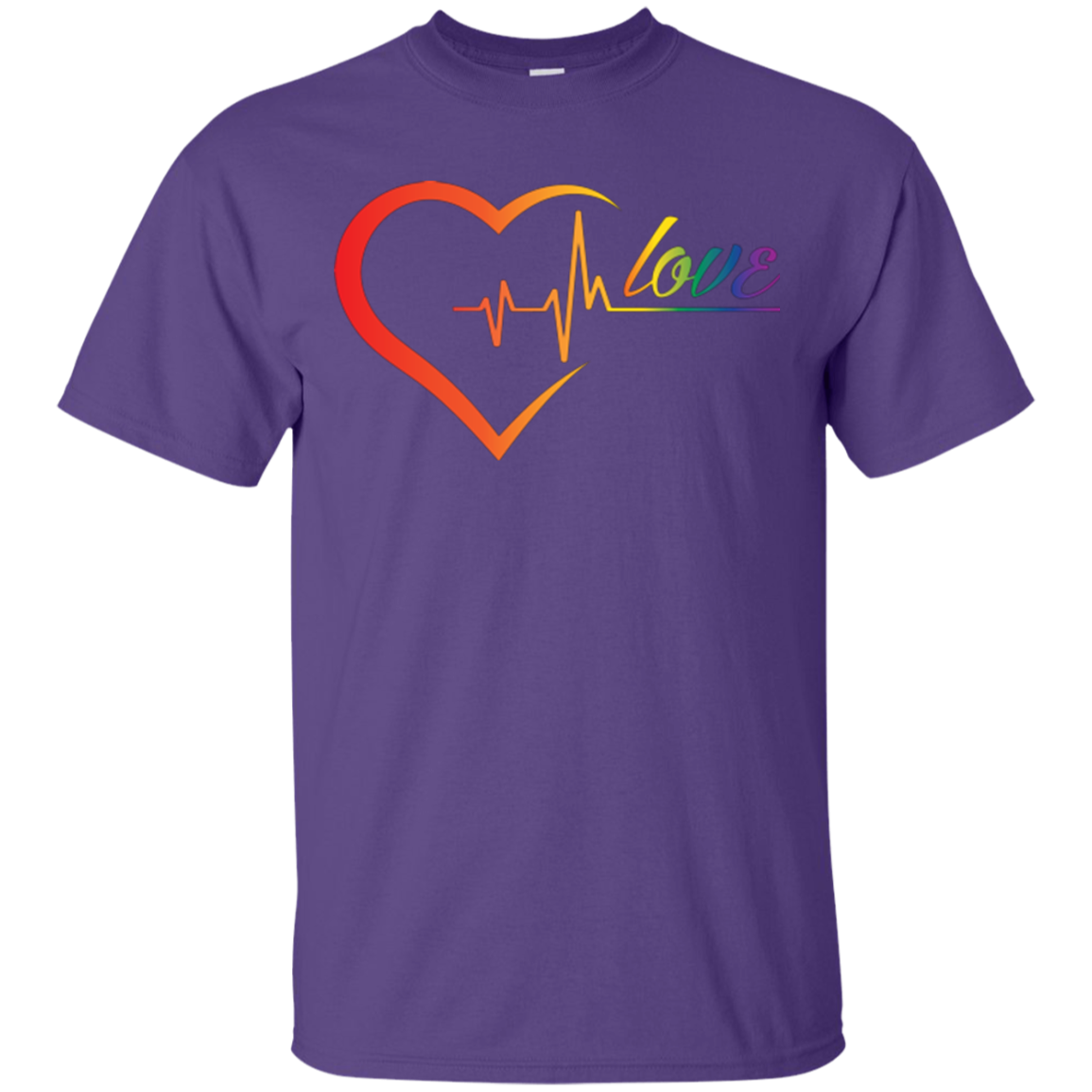 Rainbow Heartbeat Love Shirt Gay Pride Purple tshirt for men