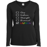 Human Check Box LGBT Pride black full sleeves v-neck T Shirt for Women Human Equality LGBT Pride black full sleeves v-neck Tshirt for Women