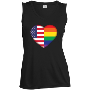 Gay Pride USA Flag Love sleeveless black women Shirt LGBT Pride USA Flag tshirt for women