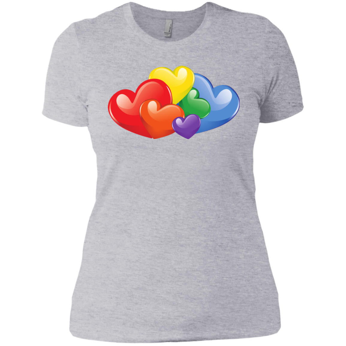 Vibrant Heart Gay Pride grey T Shirt for Women  LGBT Pride Tshirt for Women