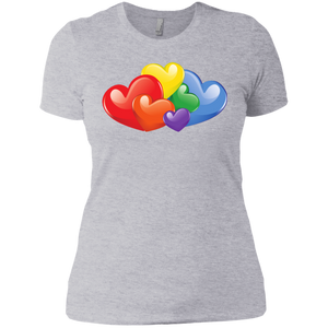 Vibrant Heart Gay Pride grey T Shirt for Women  LGBT Pride Tshirt for Women