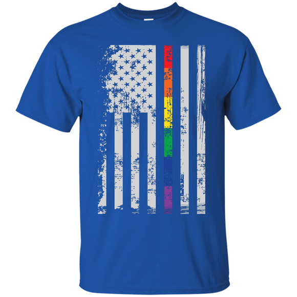 Rainbow Pride USA Flag Strip blue T Shirt for men