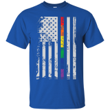 Rainbow Pride USA Flag Strip blue T Shirt for men