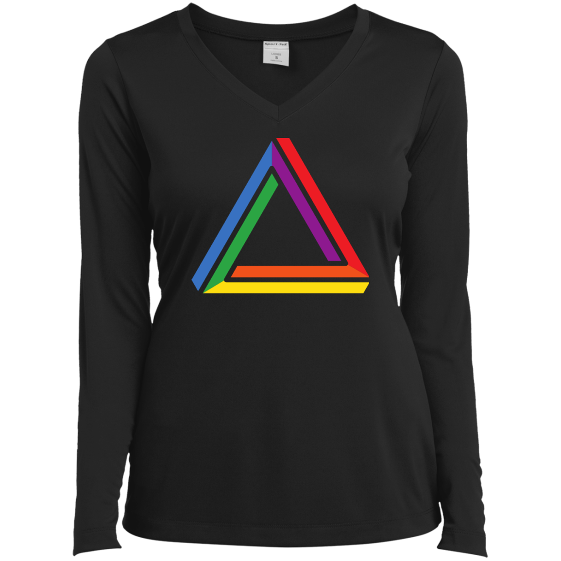 Funky Gay Pride Black Full Sleeves Shirt for Women Rainbow Triangle Gay Pride Tshirt for Women