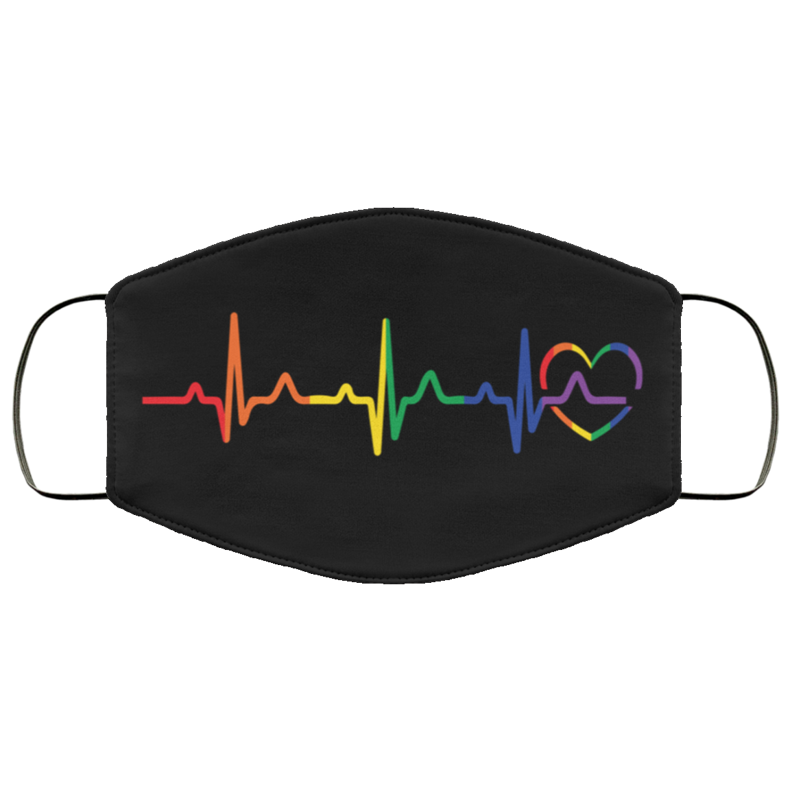 Rainbow Heartbeat Face Mask