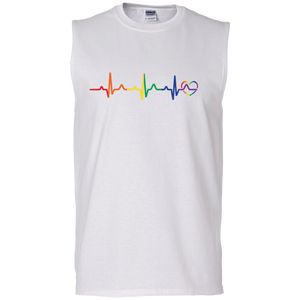 Rainbow Heartbeat Gay Pride Men's ultra cotton sleeveless tshirt