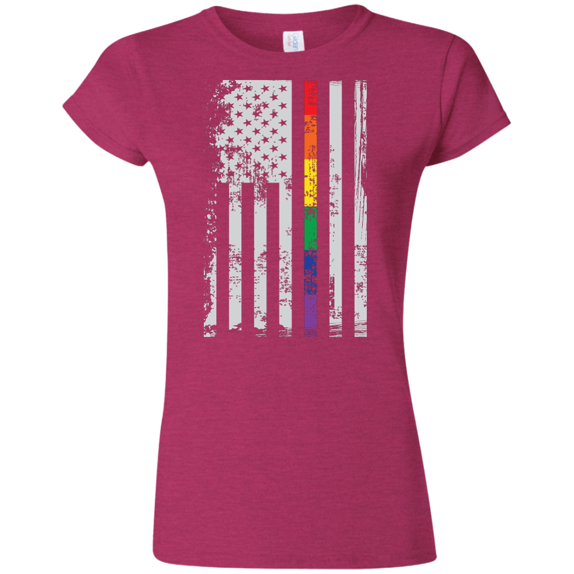 Cute Rainbow Pride USA Flag Strip T Shirt for women