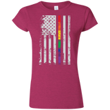 Cute Rainbow Pride USA Flag Strip T Shirt for women