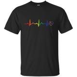 Rainbow Heartbeat gay pride  black Men's tshirt 