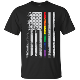 Rainbow Pride USA Flag Strip black T Shirt for men