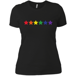 Rainbow Stars LGBT Pride Black tshirt for women