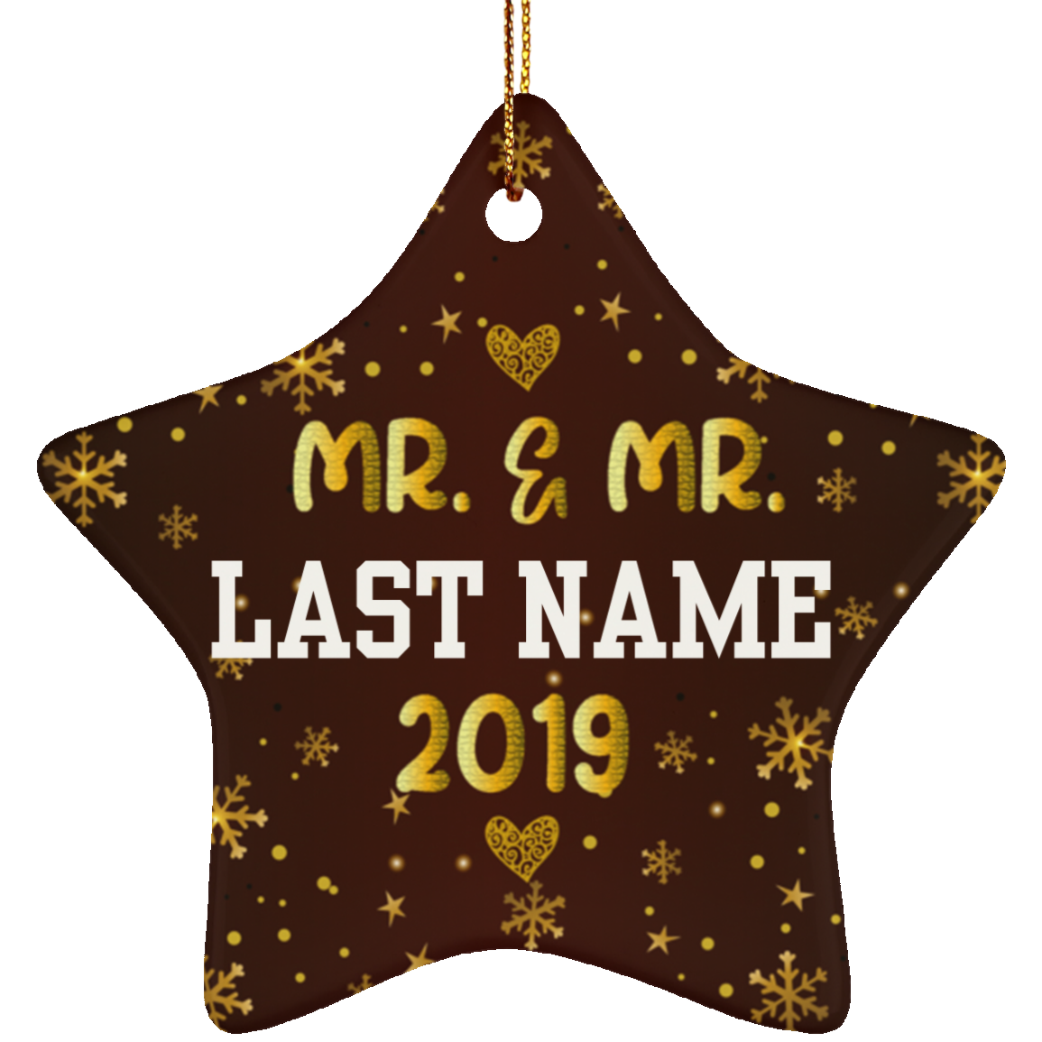 Personalized Mr and Mr 2019 LGBT Pride Ceramic Star Christmas Ornament Gift For Gay Couple