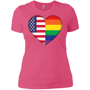 Gay Pride USA Flag Love pink women Shirt LGBT Pride USA Flag tshirt for women