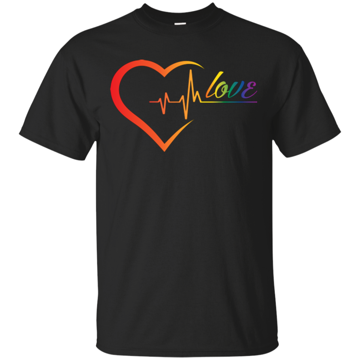 Rainbow Heartbeat Love Shirt Gay Pride black tshirt for men