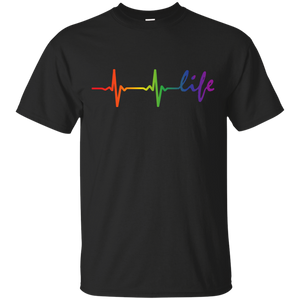 Rainbow Life Heartbeat Black Shirt for Men 
