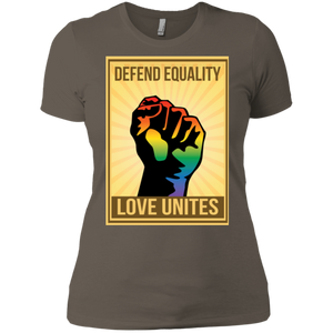 "Defend Equality, Love Unites" Gay Pride T-shirt Warm Gray Color Roun-Neck Half-Sleeves Digital Print T-shirt