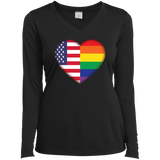 Gay Pride USA Flag Love v-neck full sleeves black women Shirt LGBT Pride USA Flag tshirt for women