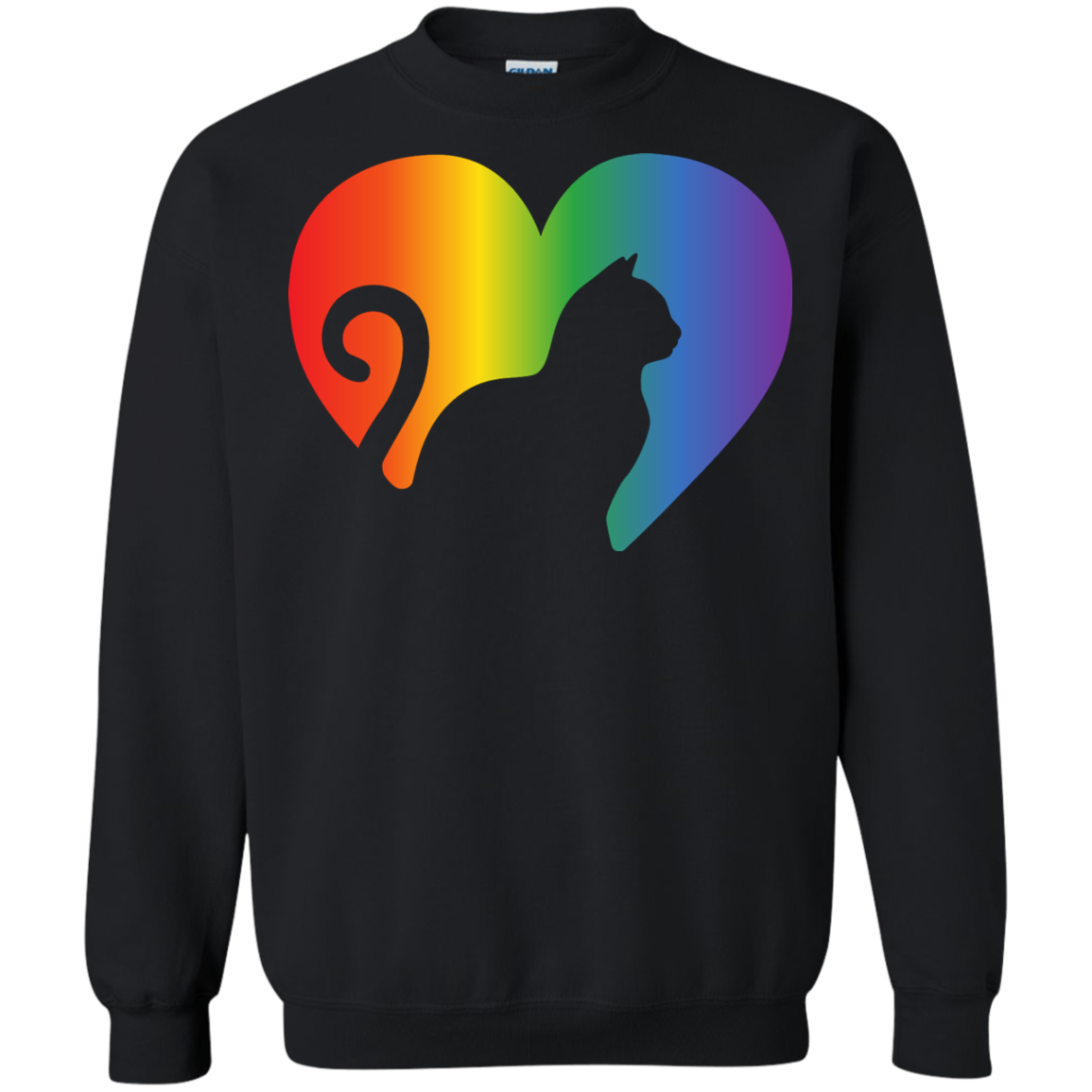 Rainbow Cat Heart LGBT Pride black unisex sweatshirt | Affordable LGBT  sweatshirt for pet lovers