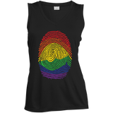 Gay Pride Thumb Print v-neck sleeveless black T-Shirt for Women's Rainbow Thumb print women's tshirt