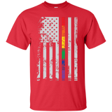 Rainbow Pride USA Flag Strip red T Shirt for men