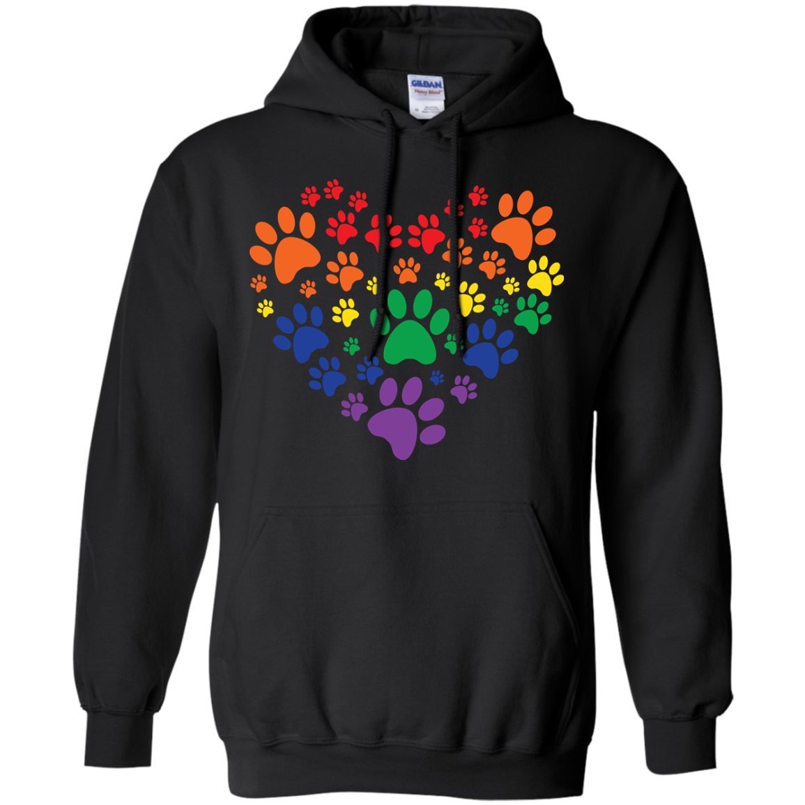 Rainbow Paw Print Love black unisex sweatshirt 