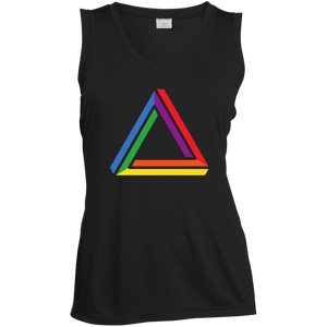 Funky Gay Pride Black Sleeveless Shirt for Women Rainbow Triangle Gay Pride Tshirt for Women