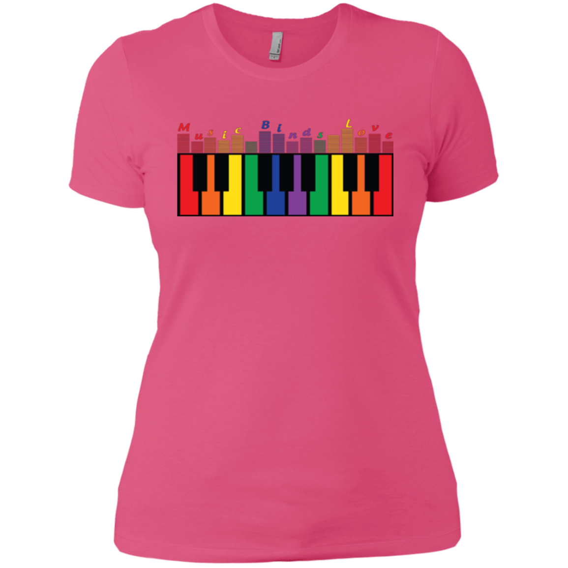 "Music Binds Love" Rainbow LGBT Pride pink round neck tshirt for women