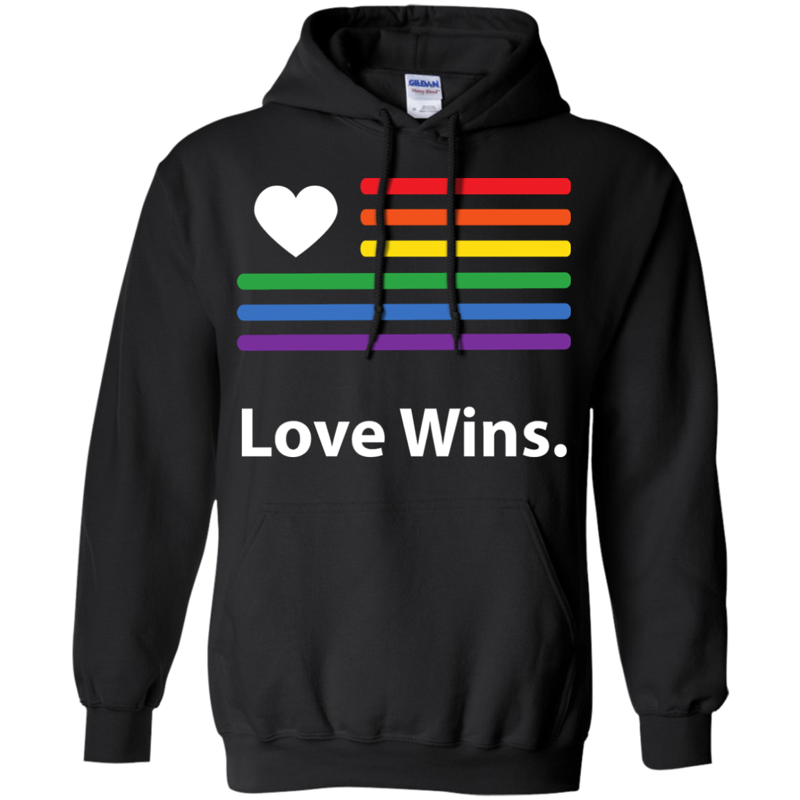 "LGBT Flag Love Wins" LGBT Pride Black Hoodie for Men & Women