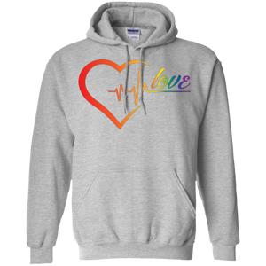 Rainbow Heartbeat Love Grey Hoodie for men & women Gay Pride grey Hoodie for men & women