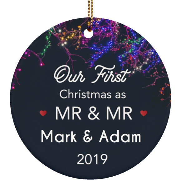 Our Christmas As Mr & Mr Ceramic Circle Ornament
