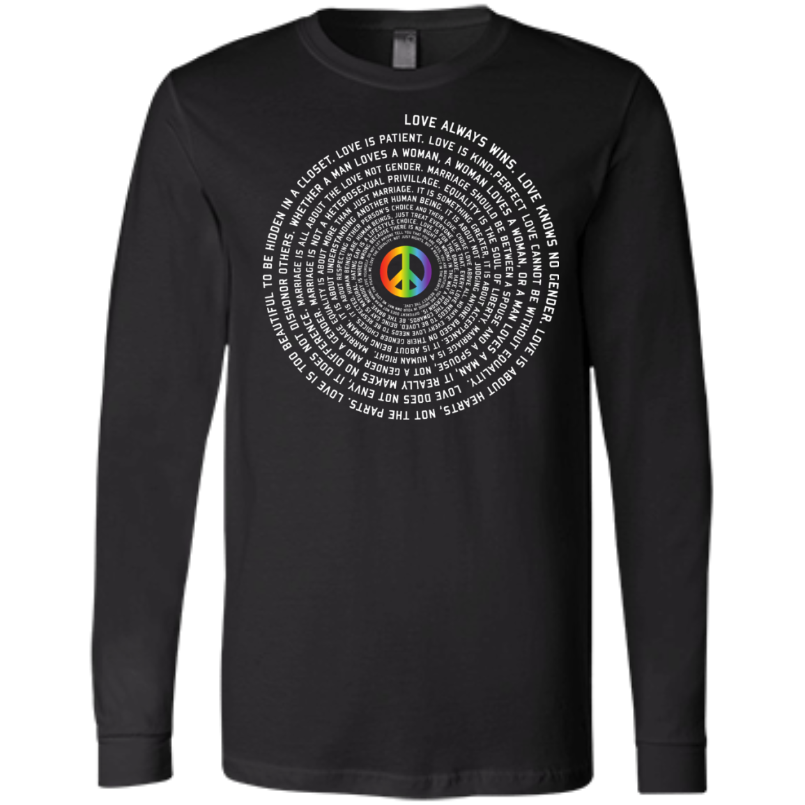 "Pride Month Peace" Special full sleeves mens Shirt LGBT Pride Black full sleeves tshirt for men