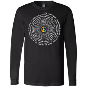 "Pride Month Peace" Special full sleeves mens Shirt LGBT Pride Black full sleeves tshirt for men