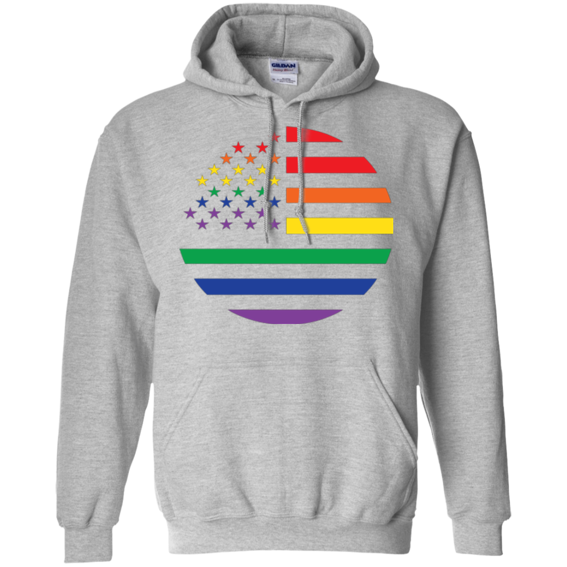 "Circular Rainbow Flag" Gay Pride Round Neck Gray Color Hoodie, Full-Sleevs