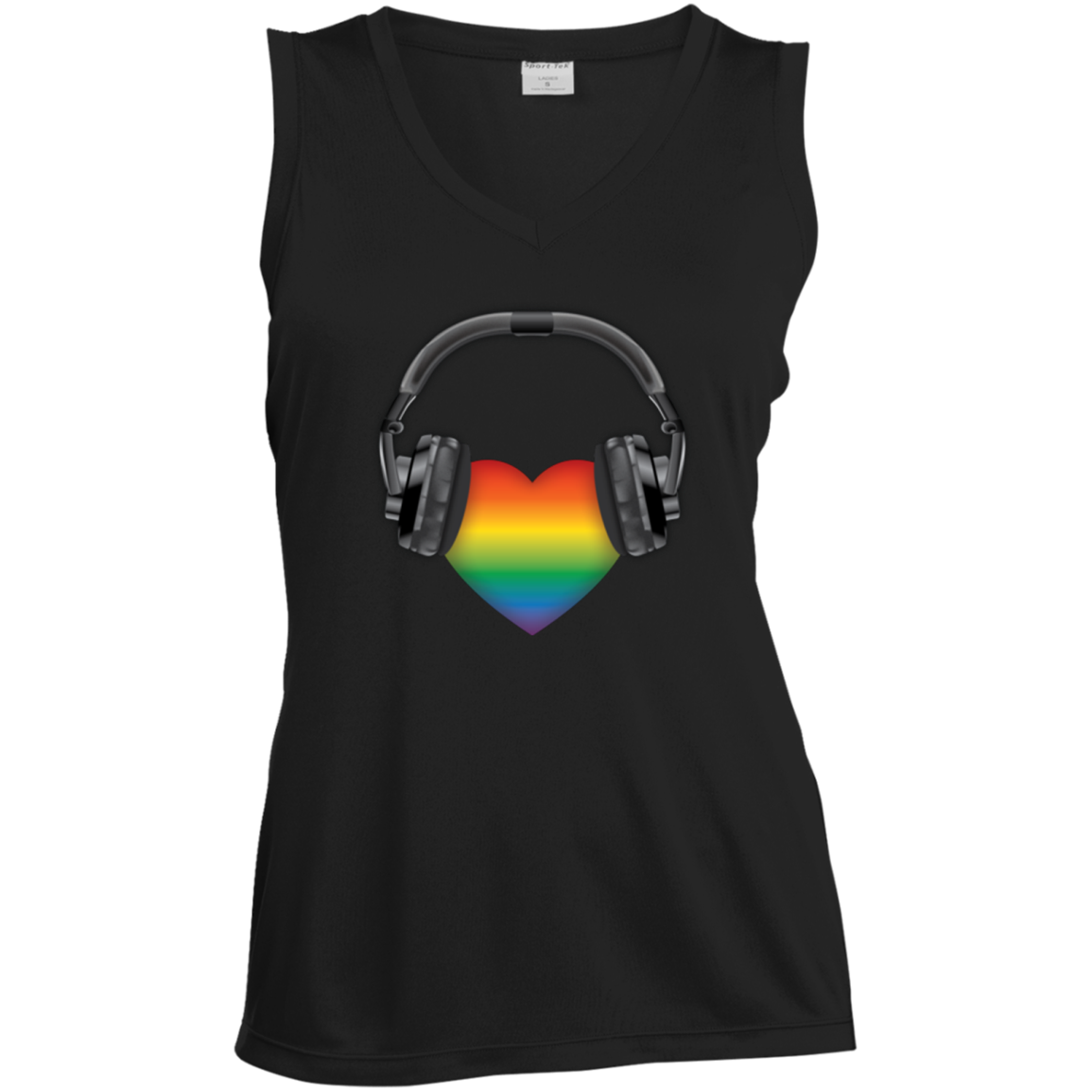 Listen to Your Heart LGBT Pride black sleeveless tshirt for women