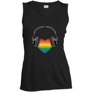 Listen to Your Heart LGBT Pride black sleeveless tshirt for women