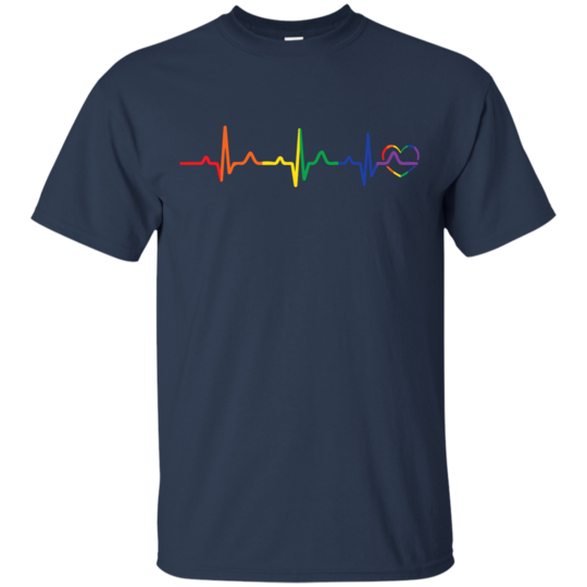 LGBT Pride Heartbeat blue tshirt for men